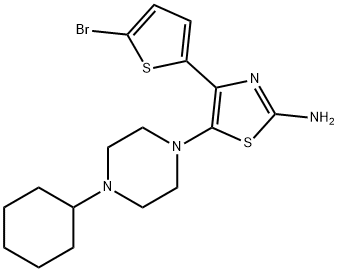 2-Thiazolamine, 4-(5-bromo-2-thienyl)-5-(4-cyclohexyl-1-piperazinyl)- Structure