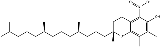 2H-1-Benzopyran-6-ol, 3,4-dihydro-2,7,8-trimethyl-5-nitro-2-[(4R,8R)-4,8,12-trimethyltridecyl]-, (2R)- 化学構造式