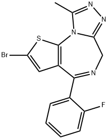 6H-Thieno[3,2-f][1,2,4]triazolo[4,3-a][1,4]diazepine, 2-bromo-4-(2-fluorophenyl)-9-methyl- Structure