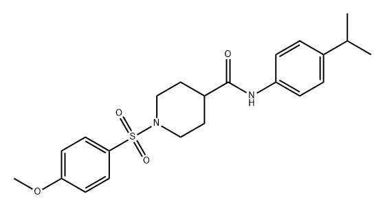 N-(4-异丙基苯基)-1-((4-甲氧基苯基)磺酰基)哌啶-4-甲酰胺,593258-66-3,结构式