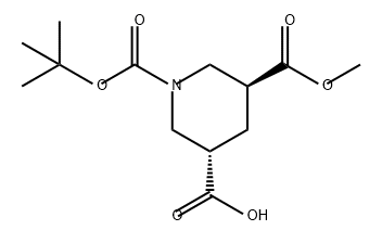 1,3,5-Piperidinetricarboxylic acid, 1-(1,1-dimethylethyl) 3-methyl ester, (3S,5S)- Structure