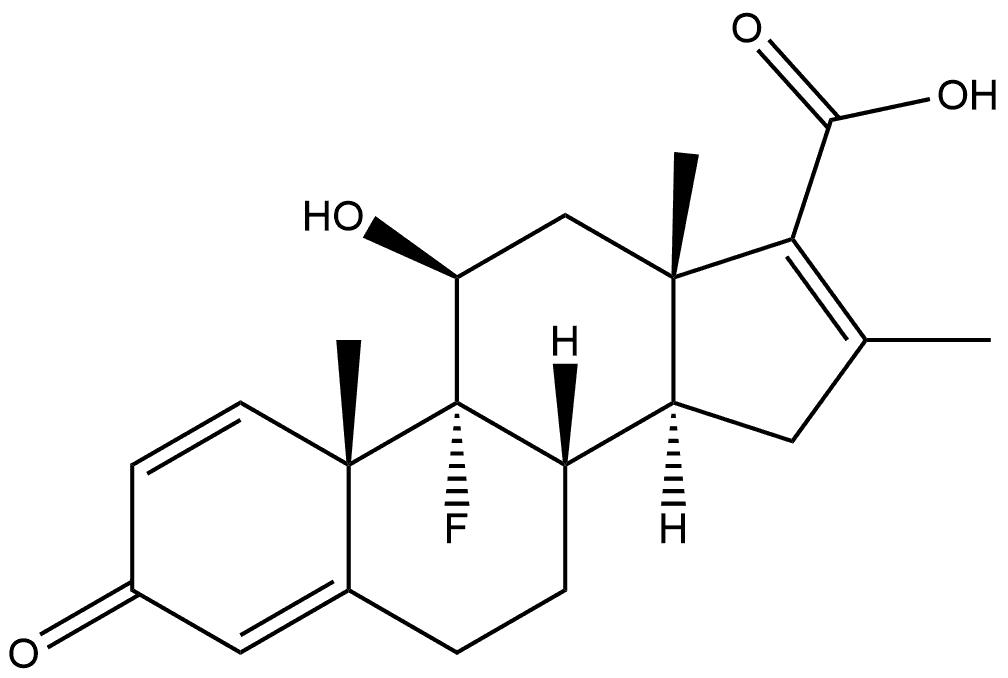 (11β)-9-Fluoro-11-hydroxy-16-methyl-3-oxo-androsta-1,4,16-triene-17-carboxylic Acid, 59861-00-6, 结构式