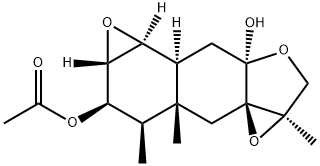 (1aR,4aβ,4bβ,5aβ,8aR)-6α-Acetoxydecahydro-1aβ,7α,7aα-trimethyl-3aH-oxireno[c]oxireno[7,8]naphtho[2,3-b]furan-3aβ-ol Structure