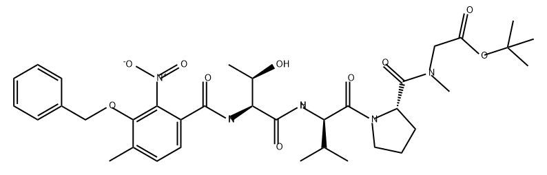 Glycine, N-methyl-N-[1-[N-[N-[4-methyl-2-nitro-3-(phenylmethoxy)benzoyl]-L-threonyl]-D-valyl]-L-prolyl]-, 1,1-dimethylethyl ester (9CI)