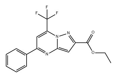 Pyrazolo[1,5-a]pyrimidine-2-carboxylic acid, 5-phenyl-7-(trifluoromethyl)-, ethyl ester Struktur