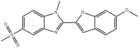 1H-Benzimidazole, 2-(6-methoxy-2-benzofuranyl)-1-methyl-5-(methylsulfonyl)- Struktur