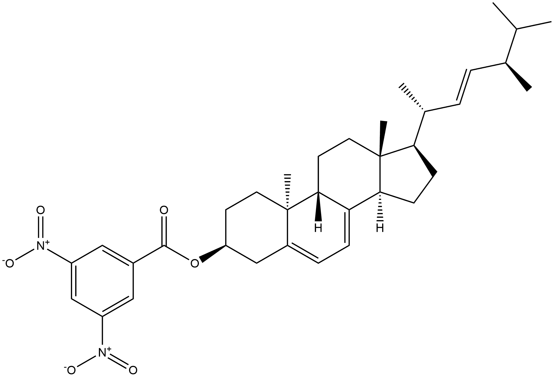 9Β,10Α-麦角甾醇-5,7,22-三烯-3Β-醇,3,5-二硝基苯甲酸酯, 6113-02-6, 结构式