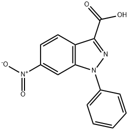 6-Nitro-1-phenyl-1H-indazole-3-carboxylic acid 化学構造式