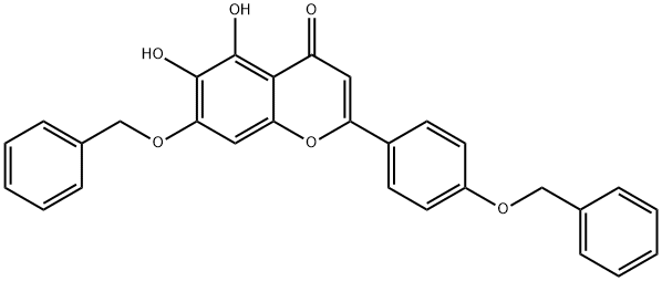 4H-1-Benzopyran-4-one, 5,6-dihydroxy-7-(phenylmethoxy)-2-[4-(phenylmethoxy)phenyl]- Structure