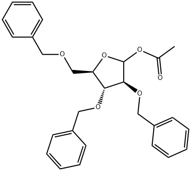 D-Arabinofuranose, 2,3,5-tris-O-(phenylmethyl)-, 1-acetate Structure