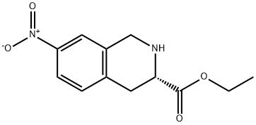 (S)-7-硝基-1,2,3,4-四氢异喹啉-3-羧酸乙酯 结构式