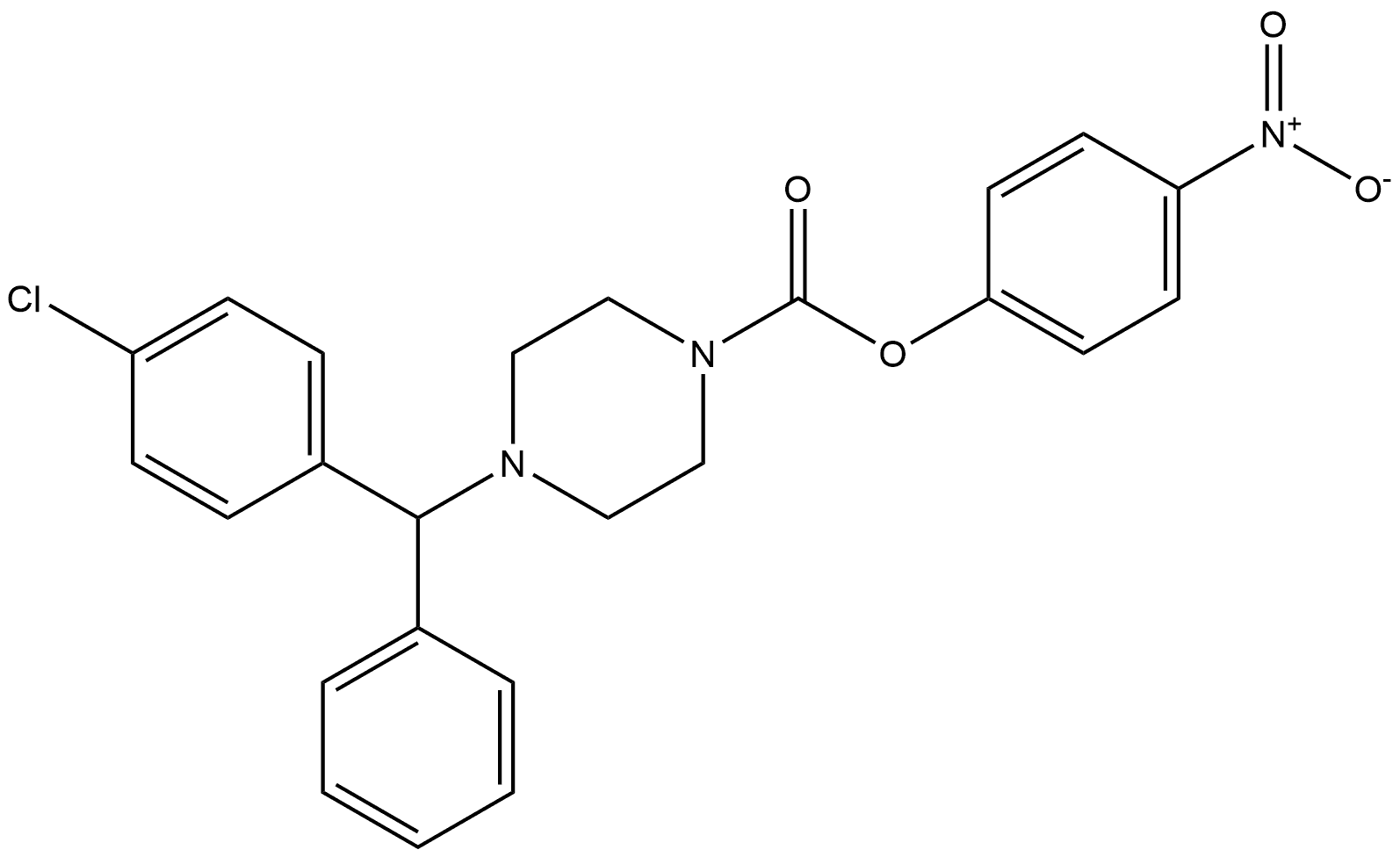 1-Piperazinecarboxylic acid, 4-[(4-chlorophenyl)phenylmethyl]-, 4-nitrophenyl ester,628717-39-5,结构式