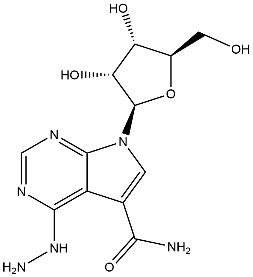ARC（4-amino-6-hydrazino-7-beta-D-ribofuranosyl-7H-pyrrolo[2,3-d]-pyrimidine-5-carboxamide）(NSC 188491, SMA-491) 结构式
