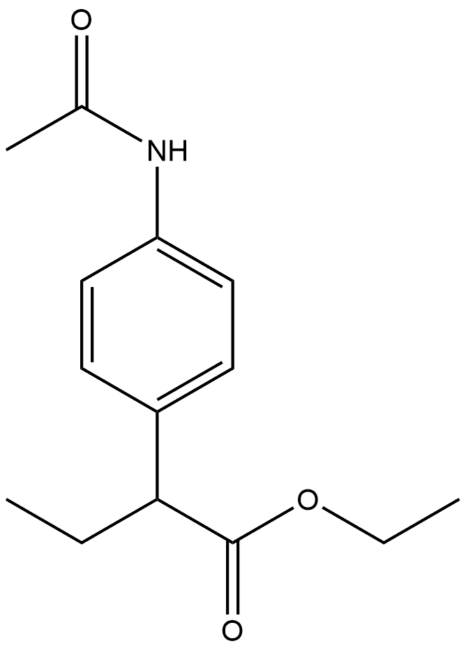 Benzeneacetic acid, 4-(acetylamino)-α-ethyl-, ethyl ester Structure