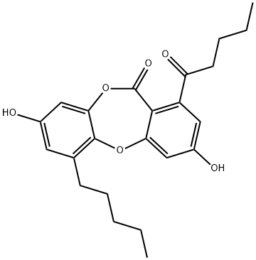 11H-Dibenzo[b,e][1,4]dioxepin-11-one, 3,8-dihydroxy-1-(1-oxopentyl)-6-pentyl- Structure