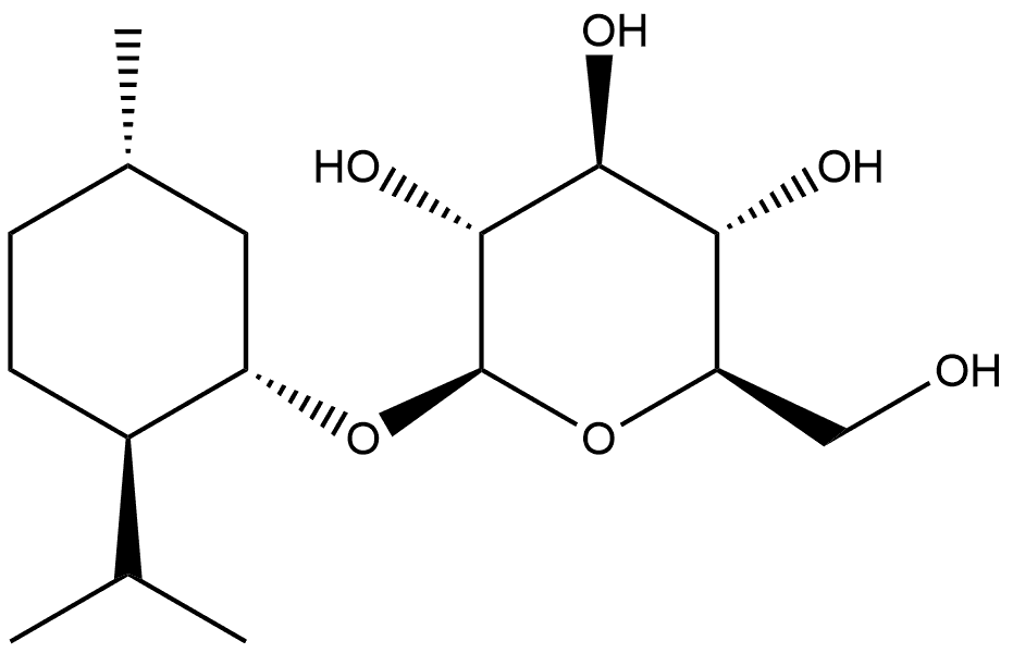 (2R,3S,4S,5R,6R)-2-(羟甲基)-6-(((1S,2R,5S)-2-异丙基-5-甲基环己基)氧基)四氢-2H-吡喃-3,4,5-三醇, 63268-20-2, 结构式
