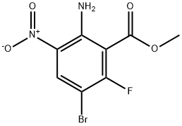 Benzoic acid, 2-amino-5-bromo-6-fluoro-3-nitro-, methyl ester Struktur