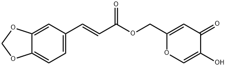 2-Propenoic acid, 3-(1,3-benzodioxol-5-yl)-, (5-hydroxy-4-oxo-4H-pyran-2-yl)methyl ester, (2E)- Structure