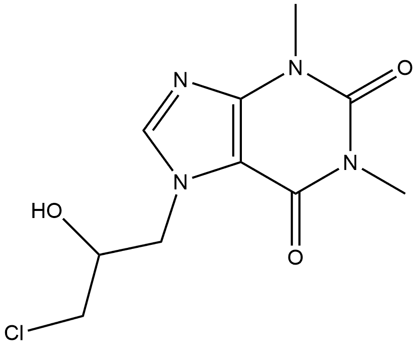 1H-Purine-2,6-dione, 7-(3-chloro-2-hydroxypropyl)-3,7-dihydro-1,3-dimethyl-, (+)- Structure