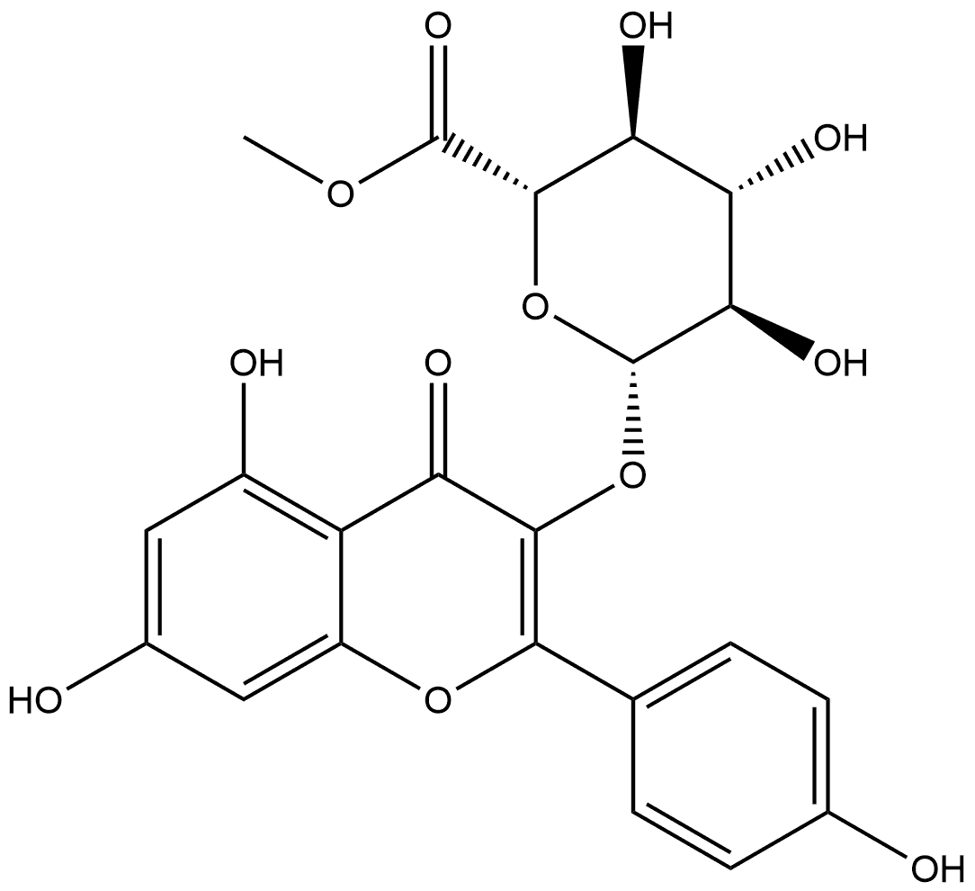 β-D-Glucopyranosiduronic acid, 5,7-dihydroxy-2-(4-hydroxyphenyl)-4-oxo-4H-1-benzopyran-3-yl, methyl ester 结构式