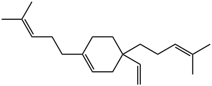 Cyclohexene, 4-ethenyl-1,4-bis(4-methyl-3-penten-1-yl)- Struktur