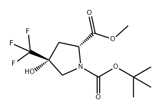 1,2-Pyrrolidinedicarboxylic acid, 4-hydroxy-4-(trifluoromethyl)-, 1-(1,1-dimethylethyl) 2-methyl ester, (2R,4R)- Structure