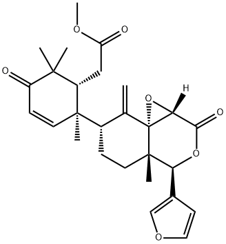 (1R,2R)-2-[(1aS,8aS)-4β-(3-フリル)-オクタヒドロ-4aβ-メチル-8-メチレン-2-オキソオキシレノ[d][2]ベンゾピラン-7α-イル]-2,6,6-トリメチル-5-オキソ-3-シクロヘキセン-1-酢酸メチル 化学構造式