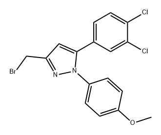 1H-Pyrazole, 3-(bromomethyl)-5-(3,4-dichlorophenyl)-1-(4-methoxyphenyl)- Struktur