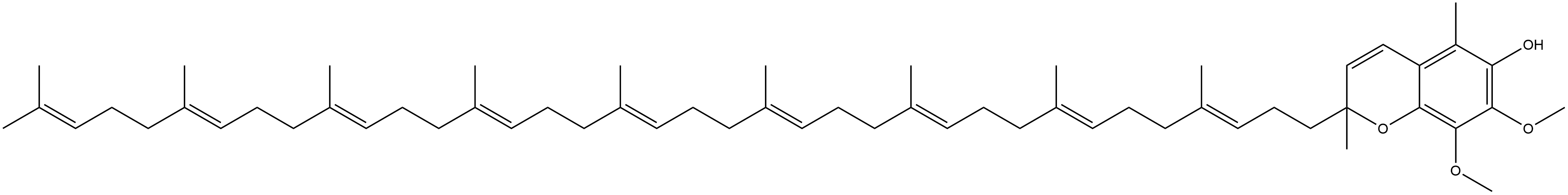 2H-1-Benzopyran-6-ol, 7,8-dimethoxy-2,5-dimethyl-2-(4,8,12,16,20,24,28,32,36-nonamethyl-3,7,11,15,19,23,27,31,35-heptatriacontanonaenyl)-, (all-E)- (9CI) Struktur