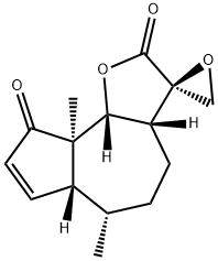 (3R,3aβ)-4,5,6,6aβ,9a,9bβ-ヘキサヒドロ-6α,9aα-ジメチルスピロ[アズレノ[4,5-b]フラン-3(2H),2'-オキシラン]-2,9(3aH)-ジオン 化学構造式