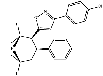8-Azabicyclo[3.2.1]octane, 2-[3-(4-chlorophenyl)-5-isoxazolyl]-8-methyl-3-(4-methylphenyl)-, (1R,2S,3S,5S)- Struktur