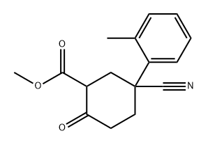 Cyclohexanecarboxylic acid, 5-cyano-5-(2-methylphenyl)-2-oxo-, methyl ester Structure