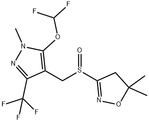 Isoxazole, 3-[[[5-(difluoromethoxy)-1-methyl-3-(trifluoromethyl)-1H-pyrazol-4-yl]methyl]sulfinyl]-4,5-dihydro-5,5-dimethyl- Structure