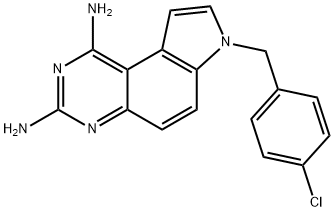 7H-Pyrrolo[3,2-f]quinazoline-1,3-diamine, 7-[(4-chlorophenyl)methyl]- Structure