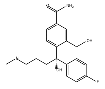 Benzamide, 4-[(1S)-4-(dimethylamino)-1-(4-fluorophenyl)-1-hydroxybutyl]-3-(hydroxymethyl)- Structure