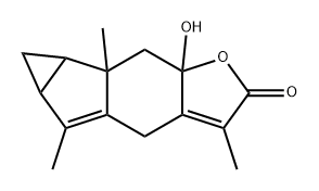 Cycloprop[2,3]indeno[5,6-b]furan-2(4H)-one, 5a,6,6a,6b,7,7a-hexahydro-7a-hydroxy-3,5,6b-trimethyl- Struktur