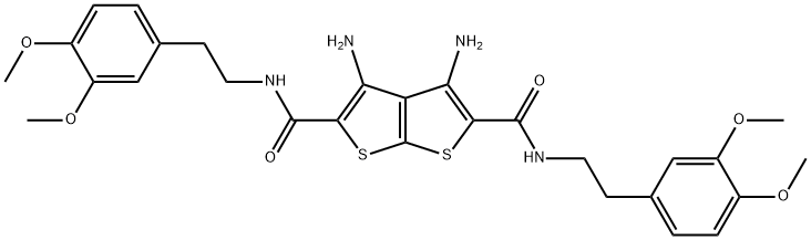 3,4-diamino-N~2~,N~5~-bis[2-(3,4-dimethoxyphenyl)ethyl]thieno[2,3-b]thiophene-2,5-dicarboxamide Structure