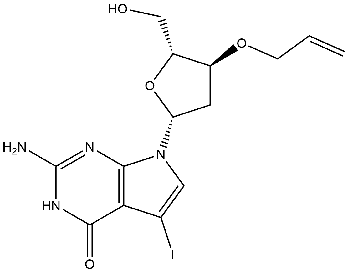 3′-O-Allyl-7-deaza-2′-deoxy-7-iodoguanosine Struktur