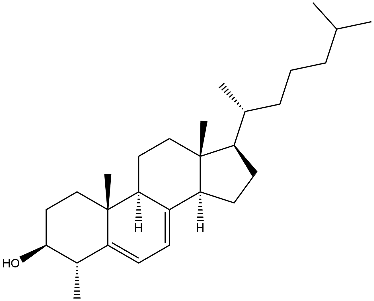 Cholesta-5,7-dien-3-ol, 4-methyl-, (3β,4α)- (9CI) Structure