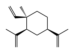 Cyclohexane, 1-ethenyl-1-methyl-2,4-bis(1-methylethenyl)-, (1R,2S,4R)- Struktur