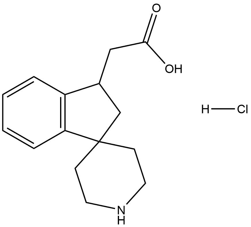 Spiro[1H-indene-1,4′-piperidine]-3-acetic acid, 2,3-dihydro-, hydrochloride (1:1) Struktur