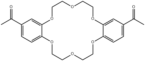 1,1'-(6,7,9,10,17,18,20,21-八氢二苯并[B,K][1,4,7,10,13,16]六氧杂环十八烷-2,14-二基)双乙酮 结构式