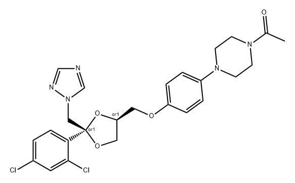 Piperazine, 1-acetyl-4-[4-[[(2R,4S)-2-(2,4-dichlorophenyl)-2-(1H-1,2,4-triazol-1-ylmethyl)-1,3-dioxolan-4-yl]methoxy]phenyl]-, rel- (9CI)