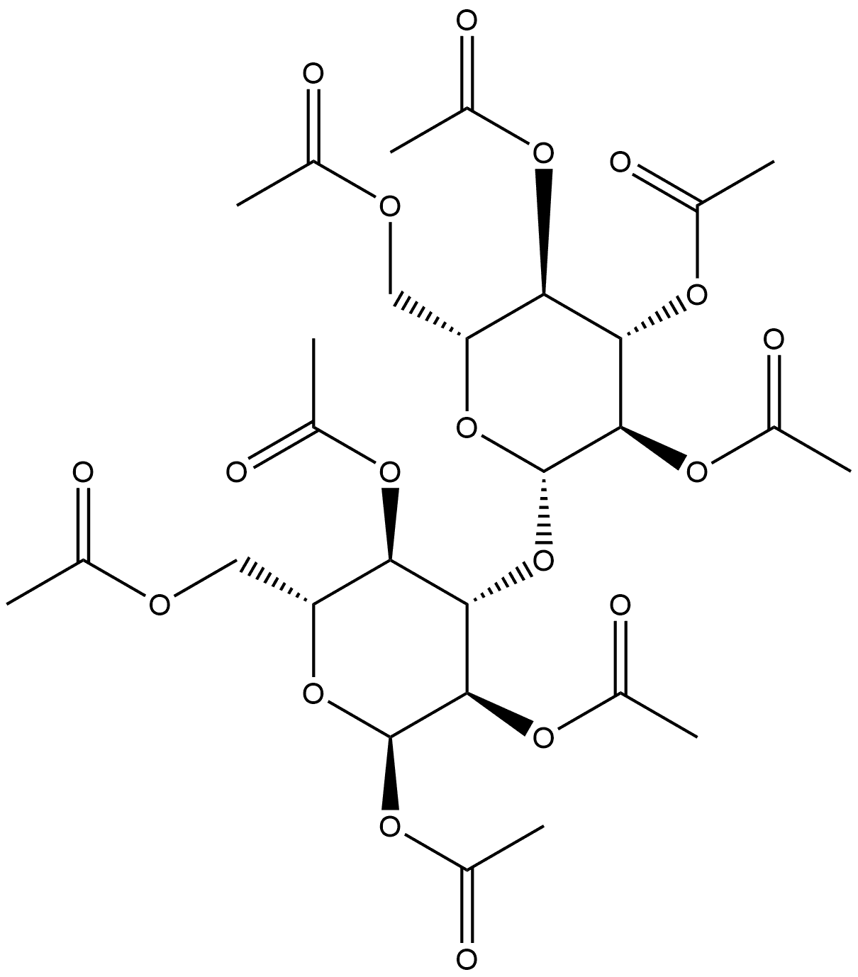 α-D-Glucopyranose, 3-O-(2,3,4,6-tetra-O-acetyl-β-D-glucopyranosyl)-, 1,2,4,6-tetraacetate Structure