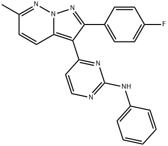 2-Pyrimidinamine, 4-[2-(4-fluorophenyl)-6-methylpyrazolo[1,5-b]pyridazin-3-yl]-N-phenyl-|化合物 T25473