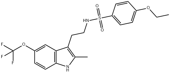 4-乙氧基-N-{2-[2-甲基-5-(三氟甲氧基)-1H-吲哚-3-基]乙基}苯-1-磺酰胺 结构式