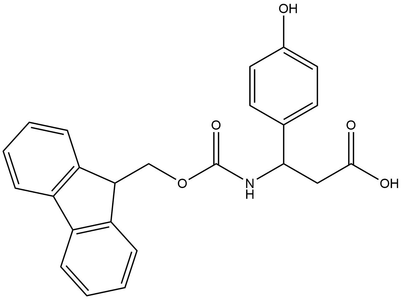 3-(9H-氟-9-甲氧基)羰基]氨基}-3-(4-羟基苯基1)-丙酸, 683218-27-1, 结构式