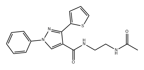 1H-Pyrazole-4-carboxamide, N-[2-(acetylamino)ethyl]-1-phenyl-3-(2-thienyl)-,686770-29-6,结构式