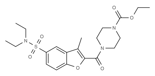 1-Piperazinecarboxylic acid, 4-[[5-[(diethylamino)sulfonyl]-3-methyl-2-benzofuranyl]carbonyl]-, ethyl ester Structure