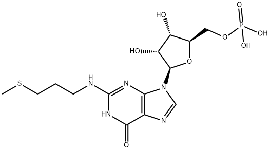 ((2R,3S,4R,5R)-3,4-Dihydroxy-5-(2-((3-(methylthio)propyl)amino)-6-oxo-1H-purin-9(6H)-yl)tetrahydrofuran-2-yl)methyl dihydrogen phosphate,688001-32-3,结构式